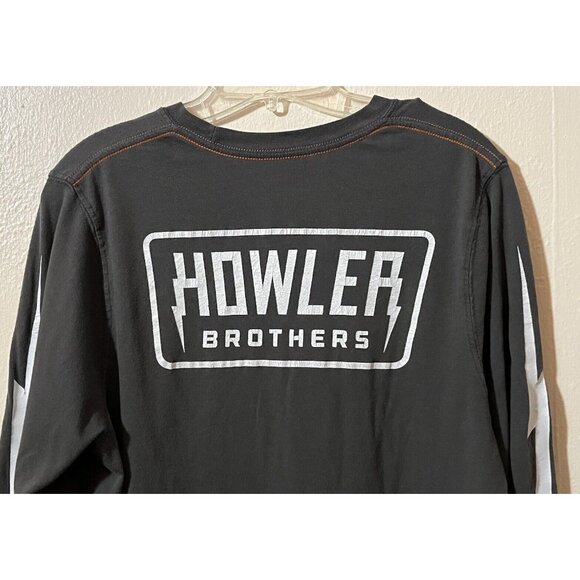 Howler Bros Men's Medium Long Sleeve Crew Neck Shirt Charcoal Gray White - Picture 4 of 5